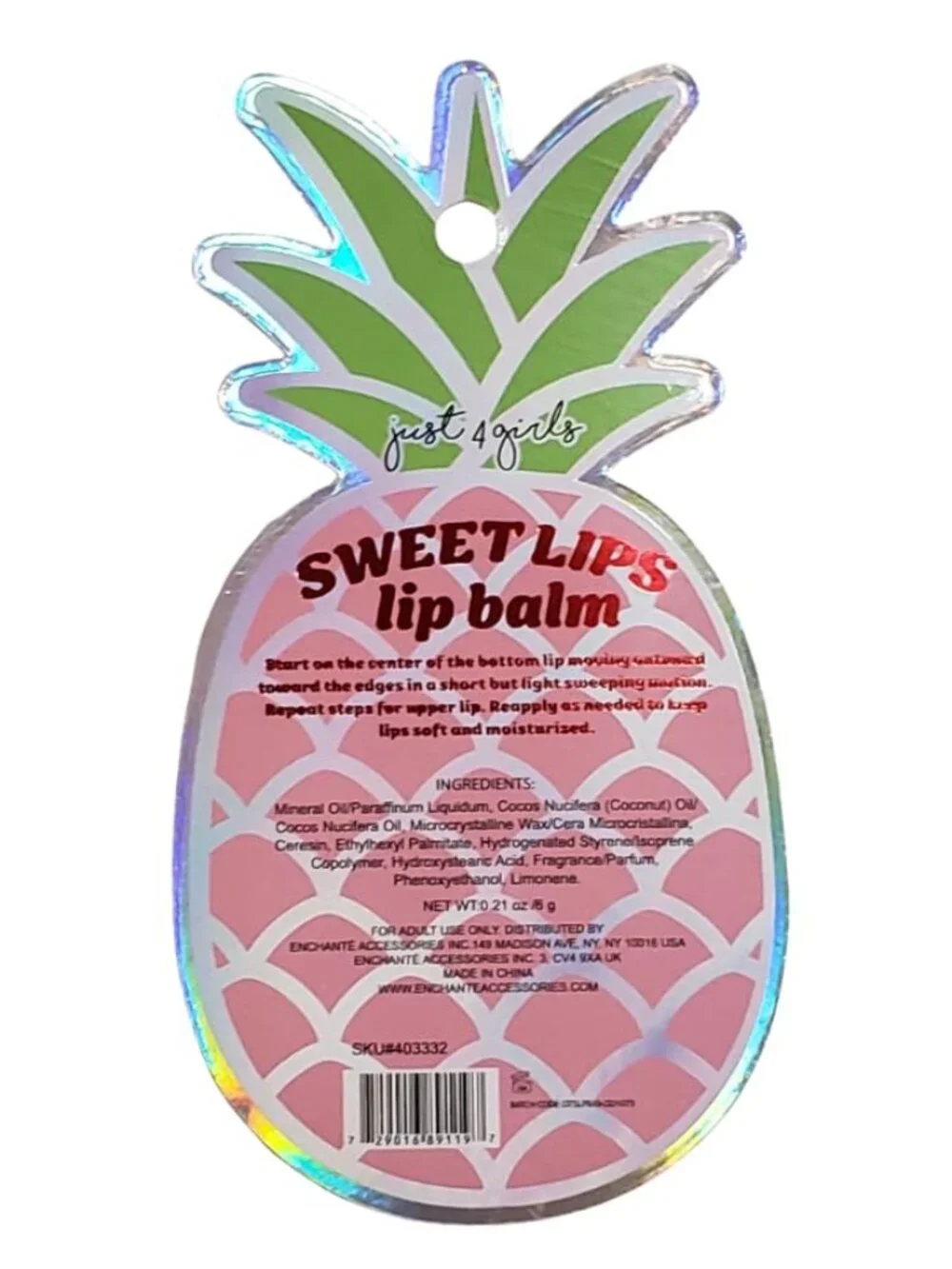 Sweet Lips Pineapple shaped Lip Balm Sweet Pineapple Scented summer cute beach